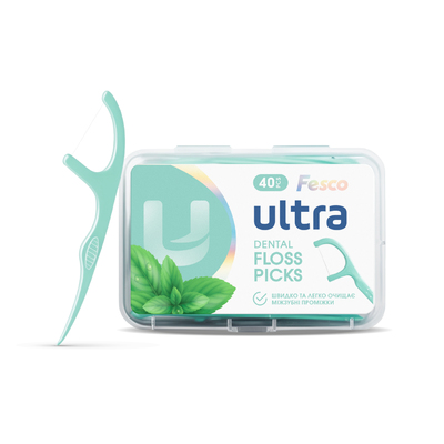 Зубна нитка Fesco Ultra Fresh Clean з тримачем, 40 шт