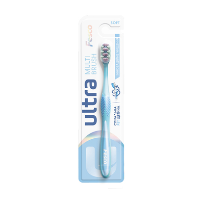 Зубная щетка Fesco Ultra Multibrush Soft мягкая голубая, 1 штука