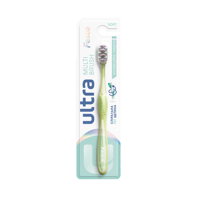 Зубная щетка Fesco Ultra Multibrush Soft мягкая салатовая, 1 штука