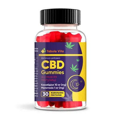 CBD желейки Tabula Vita з мелатоніном та смаком полуниці жувальні пастилки №30