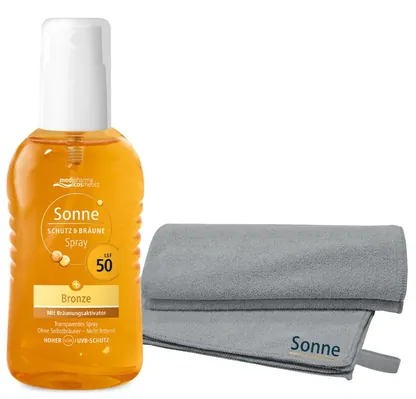 Набір Medipharma Cosmetics Sonne (Сонцезахисний спрей SPF50 для обличчя та тіла 200 мл + Рушник мікрофібровий*)