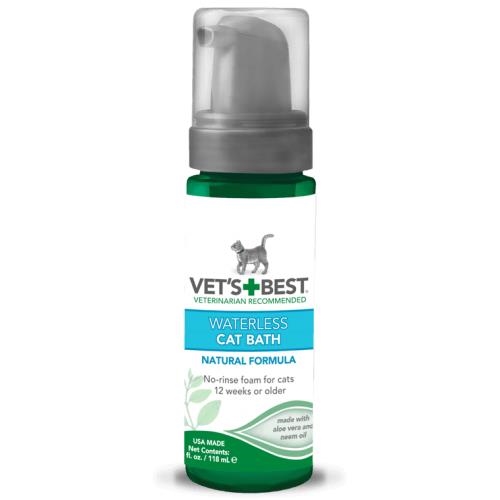 Шампунь-пена для кошек Vet's Best Waterless Cat Bath для экспресс чистки без воды, 118 мл