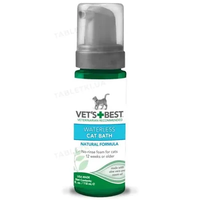 Шампунь-піна для кішок Vet's Best Waterless Cat Bath для експрес чистки без води, 118 мл