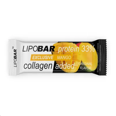 Батончик протеїновий Lipobar Exclusive 33% протеїну, з додаванням колагену, манго, 50 г