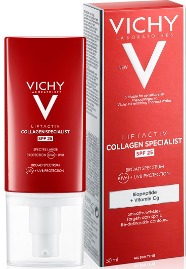 Крем-уход для лица Vichy LiftActiv Collagen Specialist SPF25 антивозрастной для коррекции морщин и контура лица для всех типов кожи, 50 мл