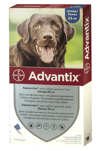 Адвантикс Bayer капли от заражений экто паразитами для собак 25-40 кг, 1 пипетка