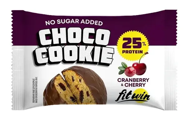 Печиво протеїнове FitWin Choco Cookie журавлина-вишня, 40 г