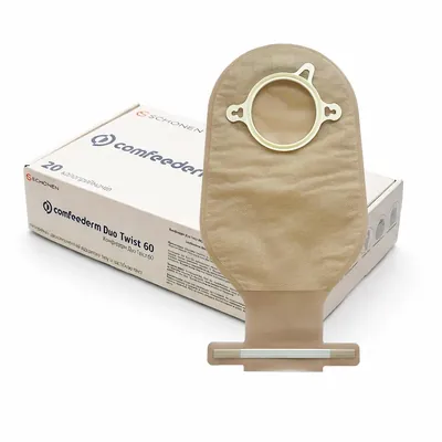 Калоприймач Comfeederm Duo Twist 60 двокомпонентний, відкритий, із застібкою твіст, фланець 60 мм, 20 штук