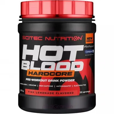 Передтренувальний комплекс Scitec Nutrition Hot Blood Hardcore рожевий лимонад, 375 г