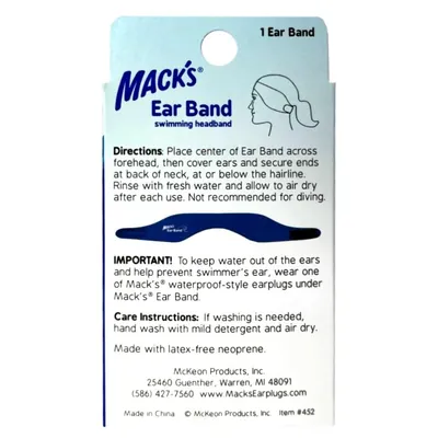 Пов'язка на голову для плавання MACK'S Ear Band Swimming Headband 452, 1 штука