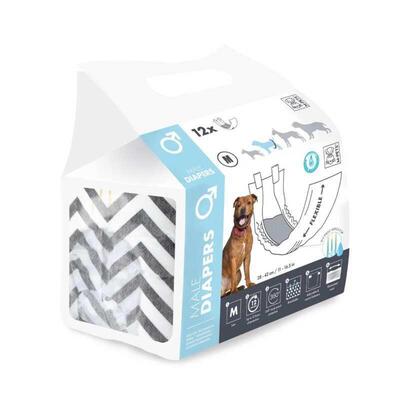 Подгузники гигиенические M-Pets Male Diapers для собак-мальчиков, размер M, 28-42 см