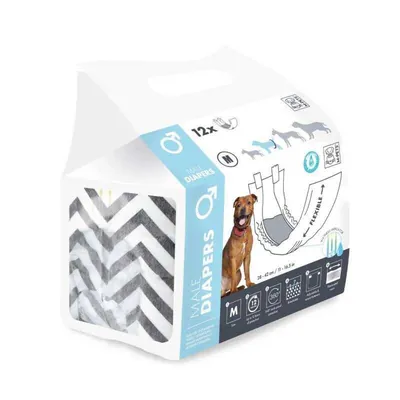 Підгузки гігієнічні M-Pets Male Diapers для собак-хлопчиків, розмір M, 28-42 см