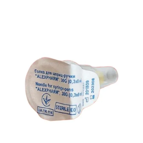 Голка для шприц-ручки Alexpharm G30 (0,30 х 8 мм), жовта, 1 штука