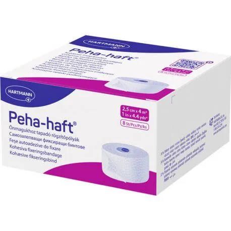Бинт когезивний Peha-haft фіксуючий 2,5 см х 4 м, білий, 8 штук
