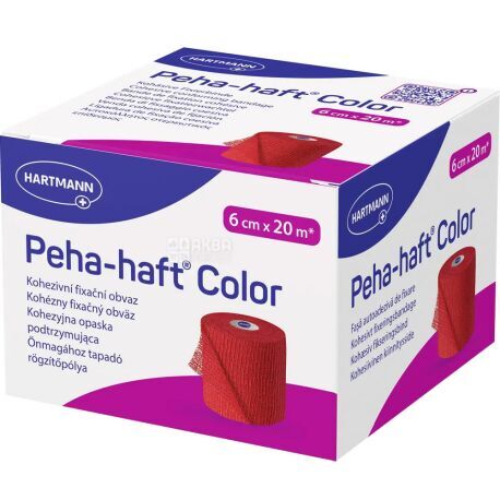 Бинт когезивний Peha-haft Color фіксуючий 6 см х 20 м, червоний