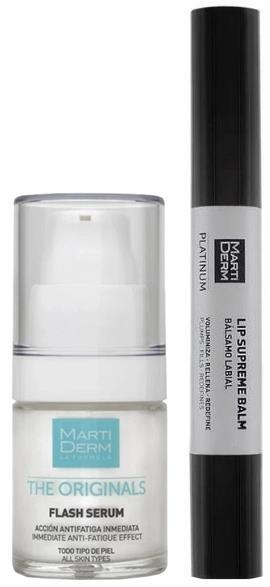 Набір MartiDerm Flash & Glow Effect (сироватка Flash для обличчя 15 мл + бальзам Platinum для губ 4,5 мл)