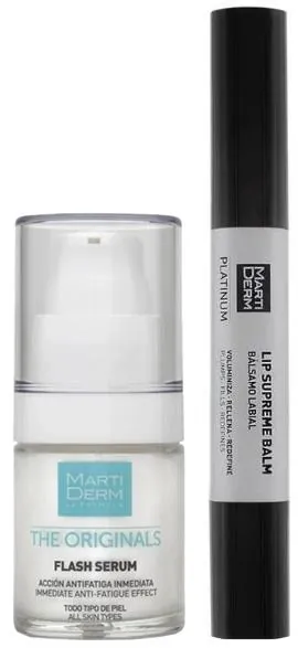 Набір MartiDerm Flash & Glow Effect (сироватка Flash для обличчя 15 мл + бальзам Platinum для губ 4,5 мл)