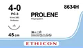 Шовний матеріал хірургічний Prolene 8634Н р. USP 4/0, нерозсмоктуючий довжина 45 см, ріжуча голка 16 мм, 3/8 кола