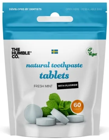 Зубна паста The Humble Co. Fresh Mint з фтором пресована в таблетках, 60 шт