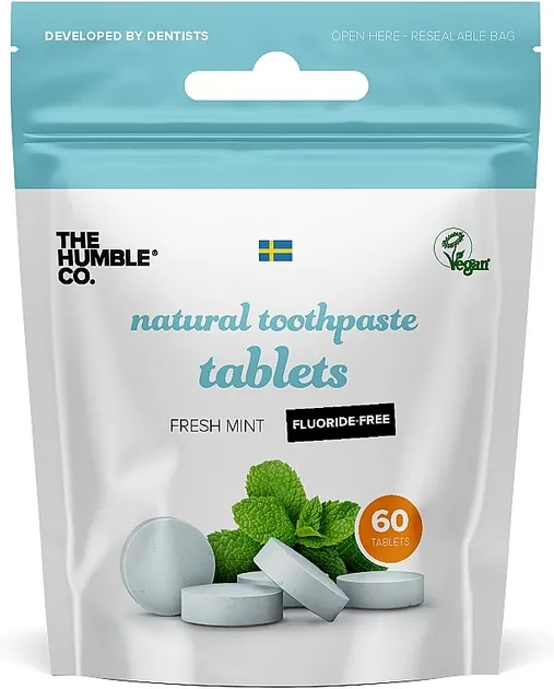 Зубна паста The Humble Co. Fresh Mint без фтору пресована в таблетках, 60 шт