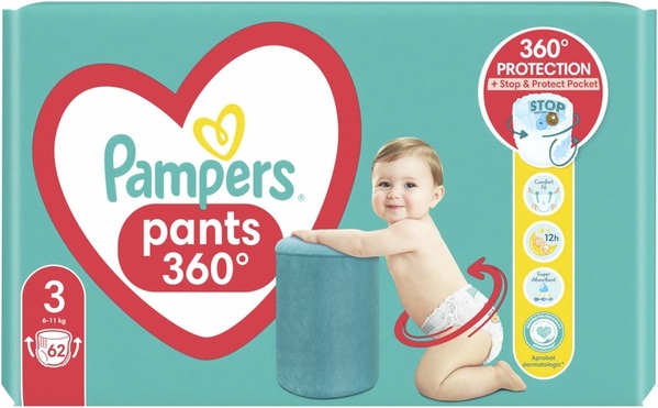 Подгузники-трусики Pampers Pants детские размер 3, 6-11 кг, 62 шт