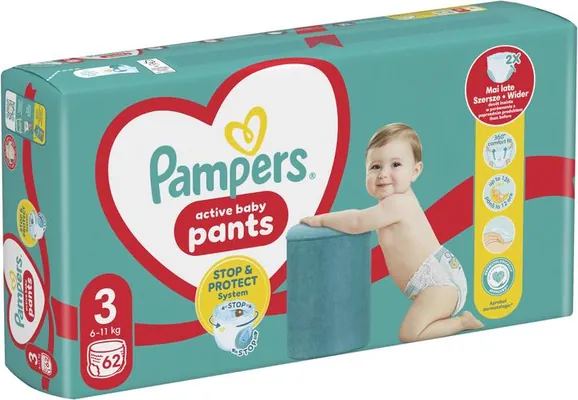 Підгузки-трусики Pampers Pants Active Baby дитячі розмір 3, 6-11 кг, 62 шт