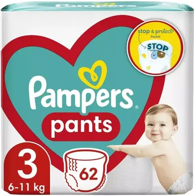 Підгузки-трусики Pampers Pants Active Baby дитячі розмір 3, 6-11 кг, 62 шт
