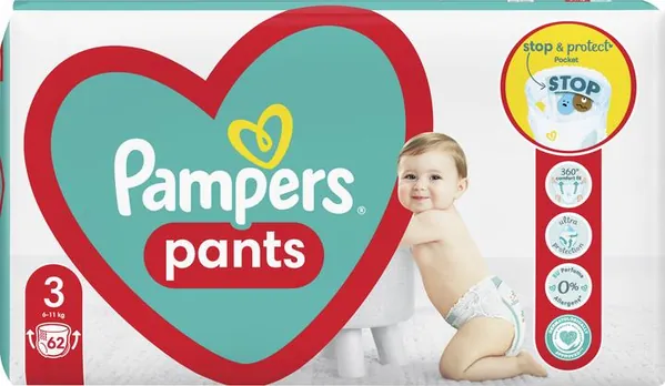 Підгузки-трусики Pampers Pants Active Baby дитячі розмір 3, 6-11 кг, 62 шт
