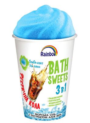 Набір для приготування ванн Бомбочка для ванн Rainbow Кекс Феєрична кола, 130 г + Морська сіль з екстрактом алое-вера, 150 г