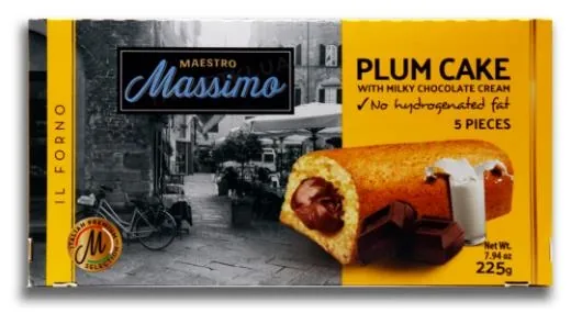 Бісквіт Maestro Massimo Plum Cake з кремом з молочного шоколаду, 45 г