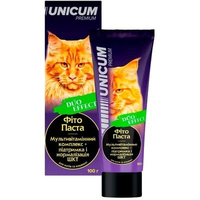 Фітопаста Unicum Premium Duo Effect UN-097 мультивітамінна, для підтримки та нормалізації ШКТ котів та кошенят, 100 г