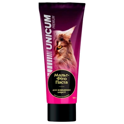 Мальт-Фито паста Unicum Premium для вывода шерсти у кошек и котят, 100 г