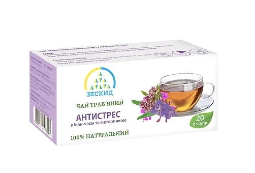 Чай трав'яний Бескид Антистрес з іван-чаєм та материнкою по 1 г №20 в філ.-пак.