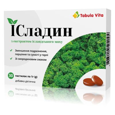 Исладин Табула Вита с экстрактом исландского мха со вкусом черной смородины пастилки №30