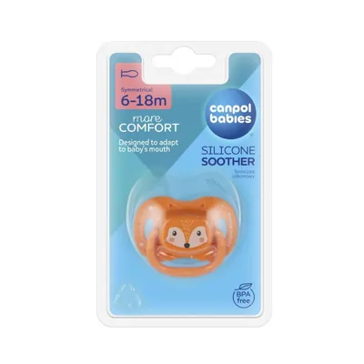 Пустушка силіконова Canpol Babies Cute Animals симетрична 34/924_ora помаранчева, 0-6 місяців, 1 шт