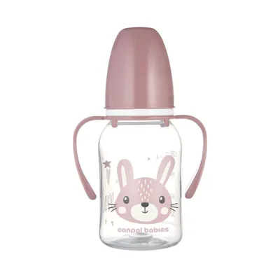 Пляшечка Canpol Babies Cute Animals 11/823_pin стандартна з ручками рожева, 120 мл