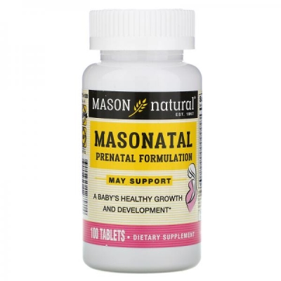 Мультивитамины для беременных Mason Natural Masonatal Prenatal Formulation, 100 таблеток
