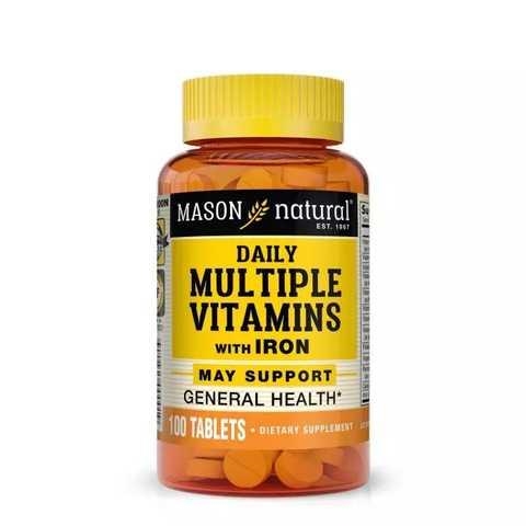 Мультивитамины с железом на каждый день Mason Natural Daily Multiple Vitamins With Iron, 100 таблеток