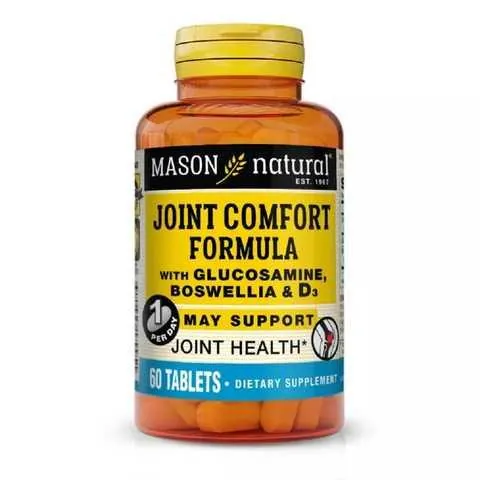 Підтримка суглобів та зв'язок з босвелією Mason Natural Joint comfort formula with boswellia & D3, 60 таблеток