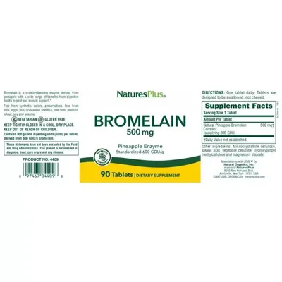 Бромелайн Nature's Plus Bromelain 500 мг таблетки №90