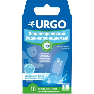 Набор пластырей медицинских Urgo Водонепроницаемый изолирующая пленка, разных размеров, 10 штук