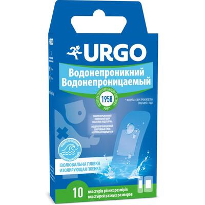 Набор пластырей медицинских Urgo Водонепроницаемый изолирующая пленка, разных размеров, 10 штук