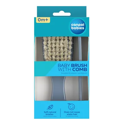 Щітка Canpol babies Gold 7/406_blu2 для волосся з натуральної щетини + гребінець, синя