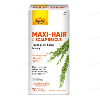 Вітаміни для волосся і шкіри голови Country Life Maxi-Hair & Scalp Rescue, 30 капсул