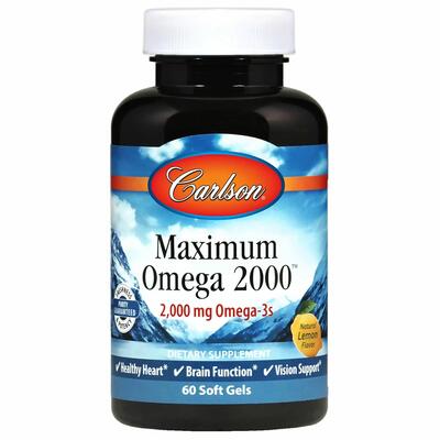 Омега Carlson Labs Maximum Omega 2000 мг, 60 капсул