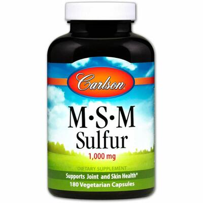 Метилсульфонилметан МСМ Carlson Labs MSM Sulfur 1000 мг, 180 вегетарианских капсул