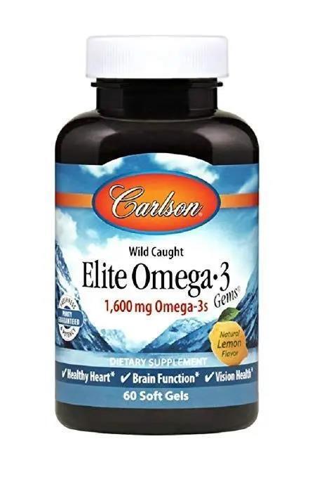 Омега-3 Carlson Labs Elite Omega-3 1600 мг со вкусом лимона, 60 капсул