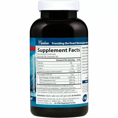 Омега-3 Carlson Labs Super Omega-3 1200 мг, 180 капсул
