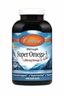 Омега-3 Carlson Labs Super Omega-3 1200 мг, 300 капсул