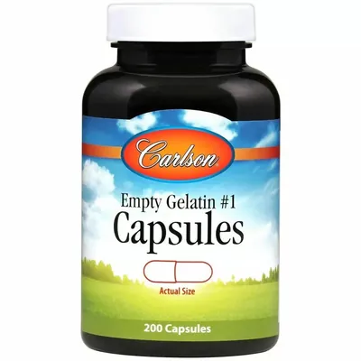 Порожня желатинова капсула №1 Carlson Labs Empty Gelatin #1 Capsules, 200 капсул